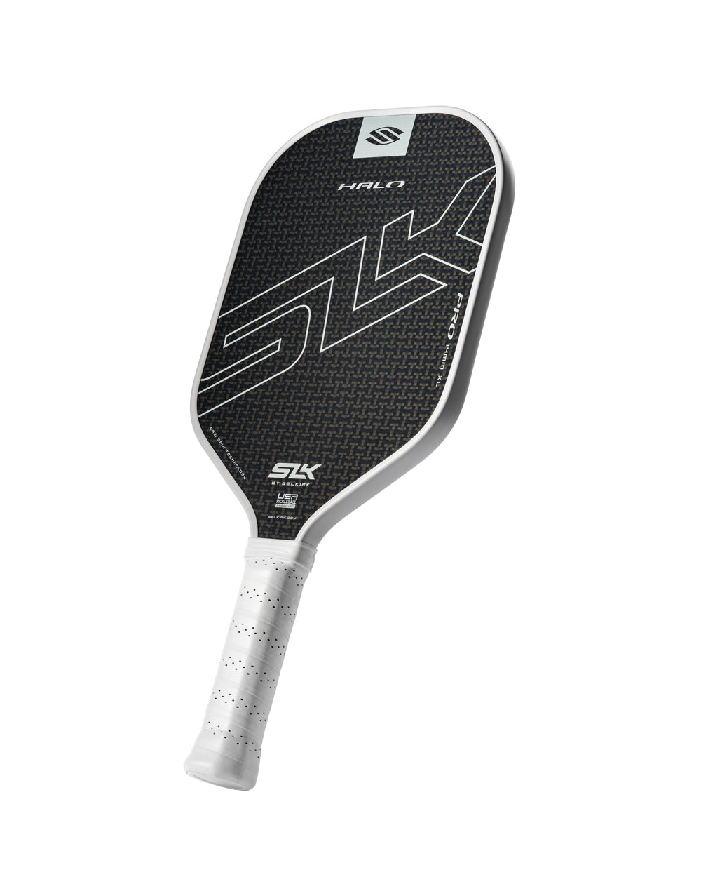 Red SLK HALO Pro - XL Pickleball Paddle with a textured surface and white handle