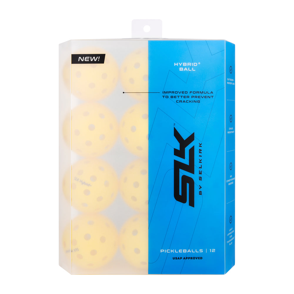 Selkirk SLK Hybrid+ Pickleball Balls - 12 pack with improved formula to prevent cracking, USA Pickleball approved.