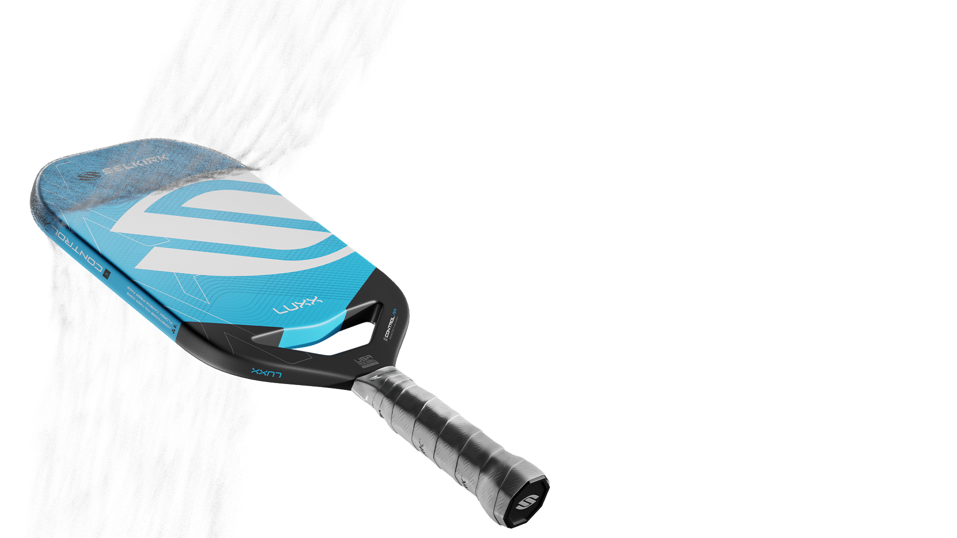 LUXX Control Air + InfiniGrit paddle with CGI showing the infinigrit surface.