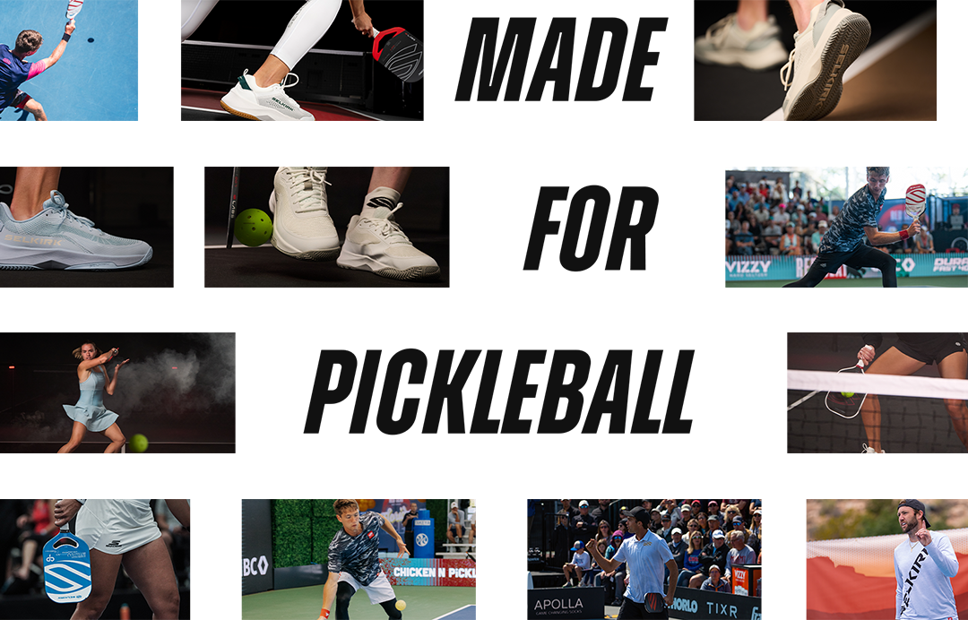 staggered images of people playing pickleball wiht the words made for pickleball